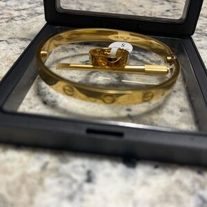 Gold Bangle Bracelet and ring set